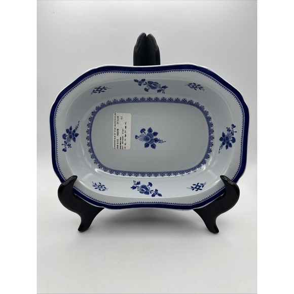Spode Other - Copeland Spode Gloucester Oval Serving Bowl Blue Vegetable Side Flowers 9" Vtg